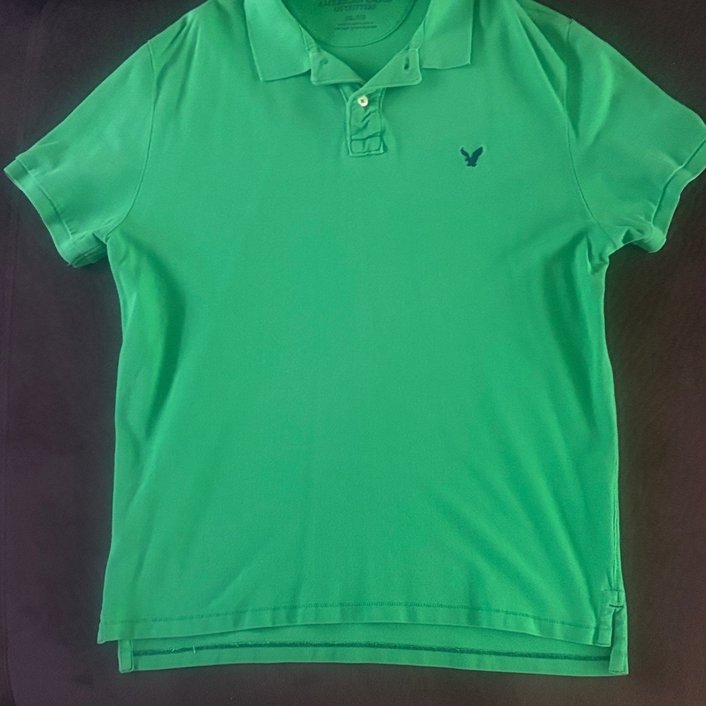 American Eagle Outfitters Bright Green Polo with Navy Logo